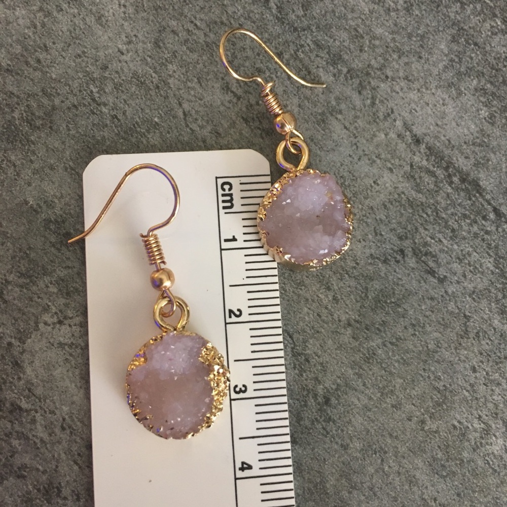 MORE COMING Rose Quartz Druzy Earrings - Picture 7 of 7